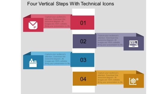 Four Vertical Steps With Technical Icons Powerpoint Template Four Vertical Steps With Technical Icons Powerpoint Template
