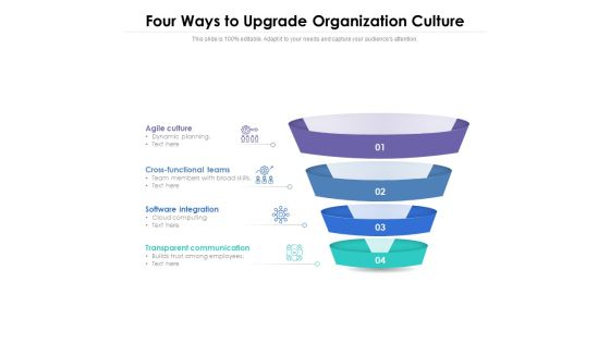 Four Ways To Upgrade Organization Culture Ppt PowerPoint Presentation File Show PDF