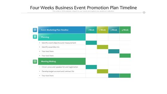 Four Weeks Business Event Promotion Plan Timeline Ppt PowerPoint Presentation File Summary PDF Four Weeks Business Event Promotion Plan Timeline Ppt PowerPoint Presentation File Summary PDF