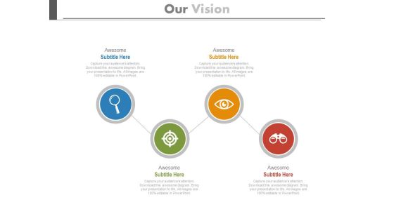 Four Zigzag Circles With Icons Powerpoint Slides