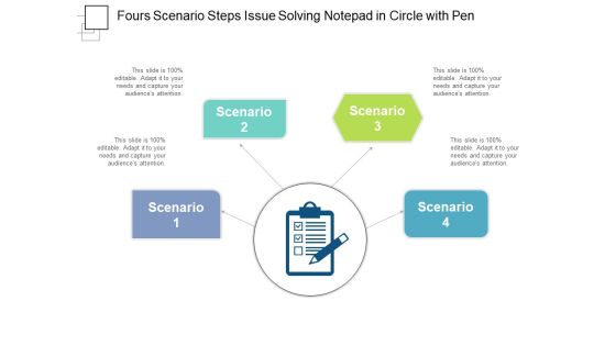 Fours Scenario Steps Issue Solving Notepad In Circle With Pen Ppt PowerPoint Presentation Layouts Layout PDF Fours Scenario Steps Issue Solving Notepad In Circle With Pen Ppt PowerPoint Presentation Layouts Layout PDF