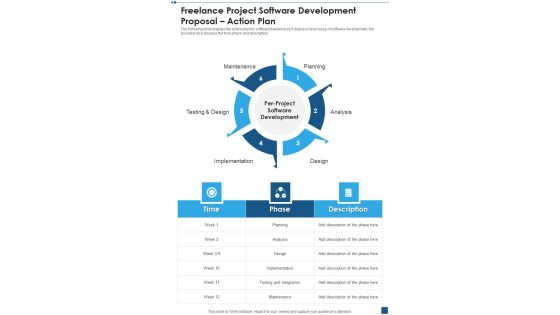 Freelance Project Software Development Proposal Action Plan One Pager Sample Example Document Freelance Project Software Development Proposal Action Plan One Pager Sample Example Document