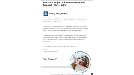 Freelance Project Software Development Proposal Cover Letter One Pager Sample Example Document Freelance Project Software Development Proposal Cover Letter One Pager Sample Example Document