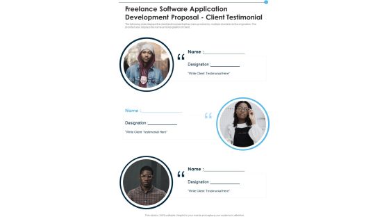 Freelance Software Application Development Proposal Client Testimonial One Pager Sample Example Document Freelance Software Application Development Proposal Client Testimonial One Pager Sample Example Document