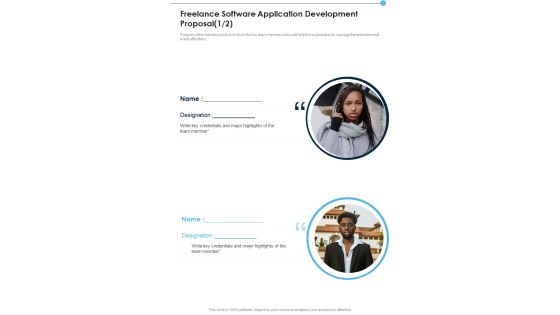 Freelance Software Application Development Proposal One Pager Sample Example Document Freelance Software Application Development Proposal One Pager Sample Example Document