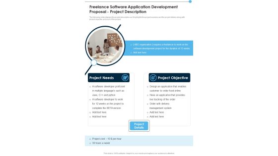 Freelance Software Application Development Proposal Project Description One Pager Sample Example Document Freelance Software Application Development Proposal Project Description One Pager Sample Example Document