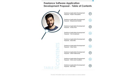 Freelance Software Application Development Proposal Table Of Contents One Pager Sample Example Document Freelance Software Application Development Proposal Table Of Contents One Pager Sample Example Document