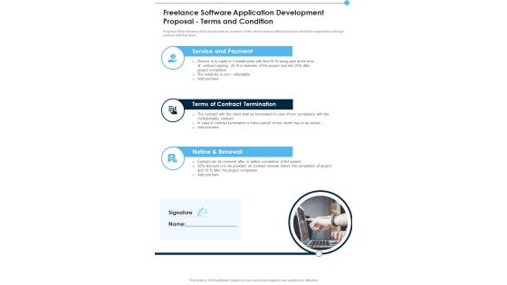 Freelance Software Application Development Proposal Terms And Condition One Pager Sample Example Document Freelance Software Application Development Proposal Terms And Condition One Pager Sample Example Document