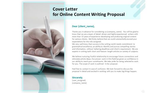 Freelance Writing Cover Letter For Online Content Writing Proposal Ppt Infographic Template Show PDF Freelance Writing Cover Letter For Online Content Writing Proposal Ppt Infographic Template Show PDF