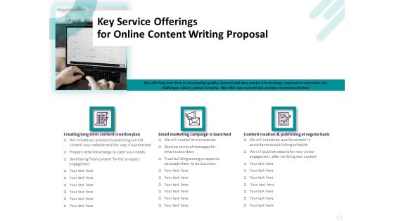 Freelance Writing Key Service Offerings For Online Content Writing Proposal Microsoft PDF