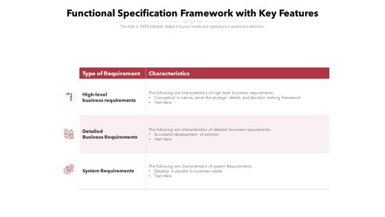 Functional Specification Framework With Key Features Ppt PowerPoint Presentation Infographics Infographics PDF Functional Specification Framework With Key Features Ppt PowerPoint Presentation Infographics Infographics PDF