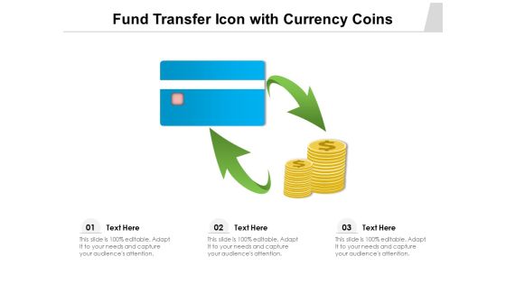 Fund Transfer Icon With Currency Coins Ppt PowerPoint Presentation Gallery Visuals PDF