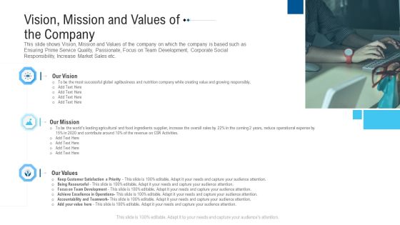 Funding Deck To Raise Grant Funds From Public Organizations Vision Mission And Values Of The Company Elements PDF Funding Deck To Raise Grant Funds From Public Organizations Vision Mission And Values Of The Company Elements PDF