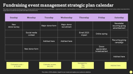 Fundraising Event Management Strategic Plan Calendar Graphics PDF Fundraising Event Management Strategic Plan Calendar Graphics PDF