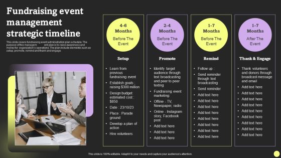 Fundraising Event Management Strategic Timeline Diagrams PDF Fundraising Event Management Strategic Timeline Diagrams PDF