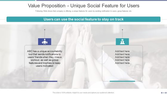 Fundraising Pitch Deck For Gym Startup Value Proposition Unique Social Feature For Users Structure PDF Fundraising Pitch Deck For Gym Startup Value Proposition Unique Social Feature For Users Structure PDF