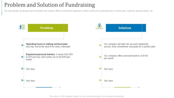Fundraising Presentation Gym Equipments Startup Problem And Solution Of Fundraising Slides PDF Fundraising Presentation Gym Equipments Startup Problem And Solution Of Fundraising Slides PDF