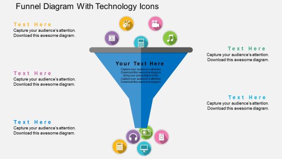 Funnel Diagram With Technology Icons Powerpoint Template Funnel Diagram With Technology Icons Powerpoint Template