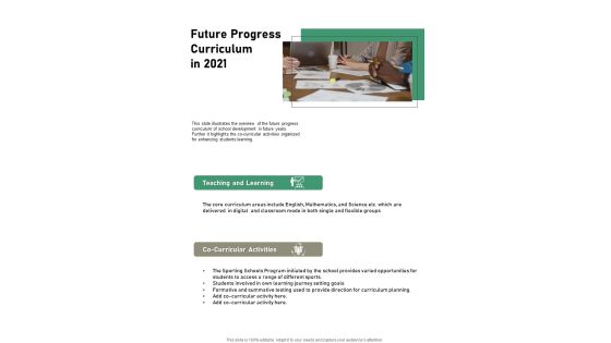Future Progress Curriculum In 2021 One Pager Documents Future Progress Curriculum In 2021 One Pager Documents