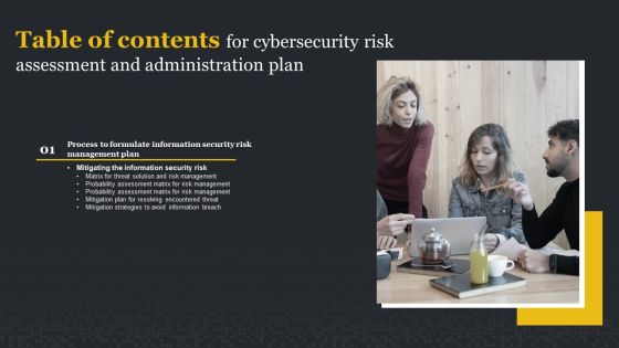G6 Table Of Contents For Cybersecurity Risk Assessment And Administration Plan Pictures PDF G6 Table Of Contents For Cybersecurity Risk Assessment And Administration Plan Pictures PDF