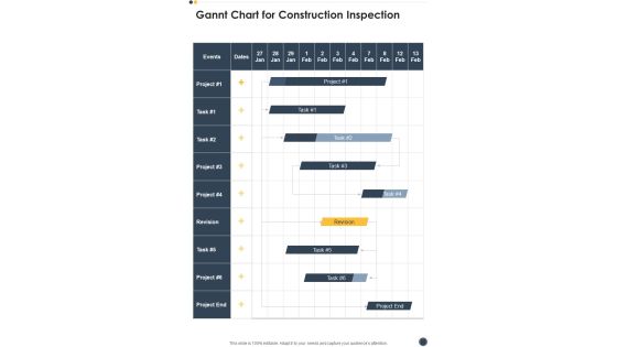 Gannt Chart For Construction Inspection One Pager Sample Example Document Gannt Chart For Construction Inspection One Pager Sample Example Document