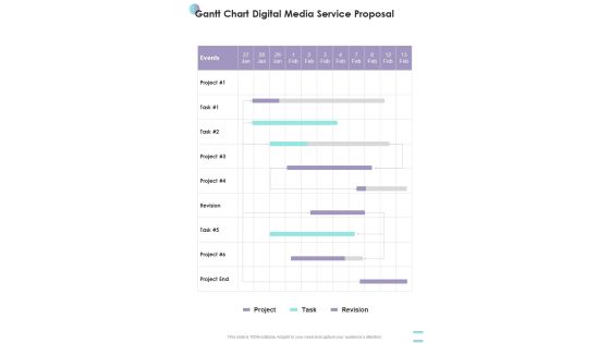 Gantt Chart Digital Media Service Proposal One Pager Sample Example Document Gantt Chart Digital Media Service Proposal One Pager Sample Example Document