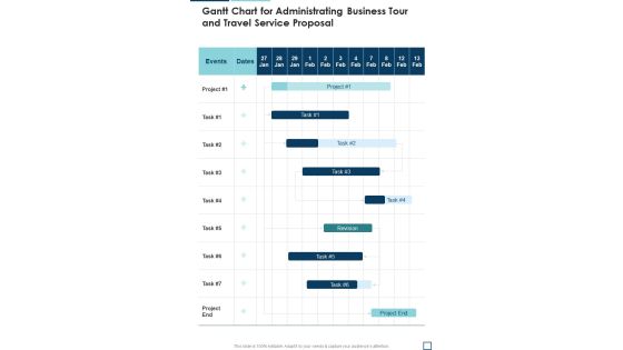 Gantt Chart For Administrating Business Tour And Travel Service Proposal One Pager Sample Example Document Gantt Chart For Administrating Business Tour And Travel Service Proposal One Pager Sample Example Document