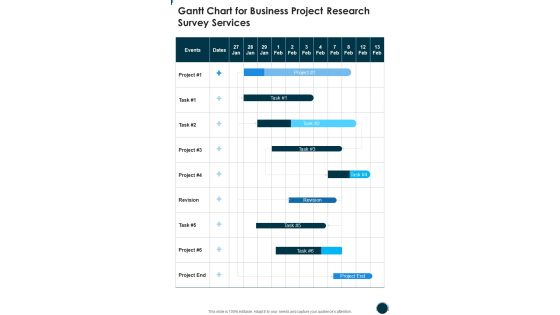 Gantt Chart For Business Project Research Survey Services One Pager Sample Example Document Gantt Chart For Business Project Research Survey Services One Pager Sample Example Document