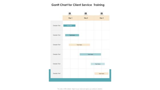 Gantt Chart For Client Service Training One Pager Sample Example Document Gantt Chart For Client Service Training One Pager Sample Example Document