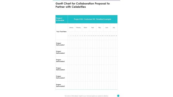 Gantt Chart For Collaboration Proposal To Partner With Celebrities One Pager Sample Example Document Gantt Chart For Collaboration Proposal To Partner With Celebrities One Pager Sample Example Document