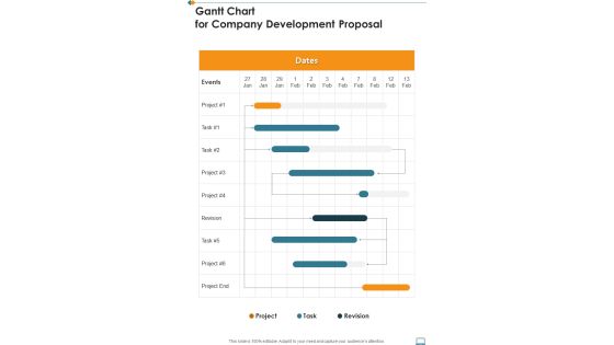 Gantt Chart For Company Development Proposal One Pager Sample Example Document Gantt Chart For Company Development Proposal One Pager Sample Example Document