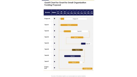 Gantt Chart For Grant For Small Organization Funding Proposal One Pager Sample Example Document Gantt Chart For Grant For Small Organization Funding Proposal One Pager Sample Example Document