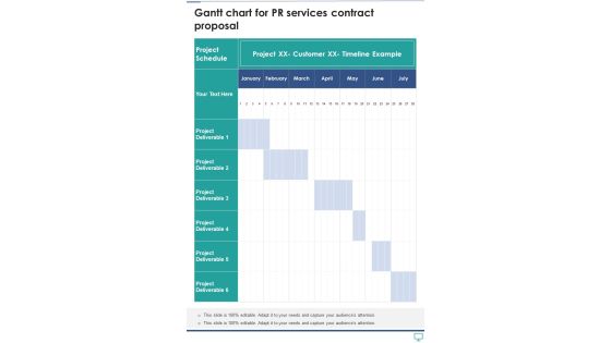 Gantt Chart For Pr Services Contract Proposal One Pager Sample Example Document Gantt Chart For Pr Services Contract Proposal One Pager Sample Example Document
