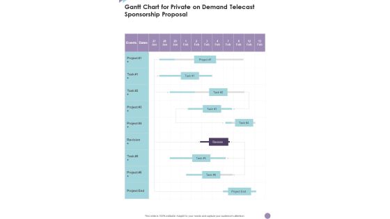 Gantt Chart For Private On Demand Telecast Sponsorship Proposal One Pager Sample Example Document Gantt Chart For Private On Demand Telecast Sponsorship Proposal One Pager Sample Example Document