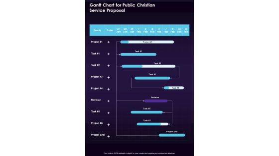 Gantt Chart For Public Christian Service Proposal One Pager Sample Example Document Gantt Chart For Public Christian Service Proposal One Pager Sample Example Document