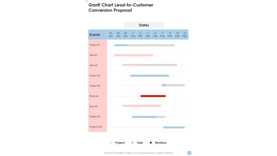 Gantt Chart Lead To Customer Conversion Proposal One Pager Sample Example Document Gantt Chart Lead To Customer Conversion Proposal One Pager Sample Example Document