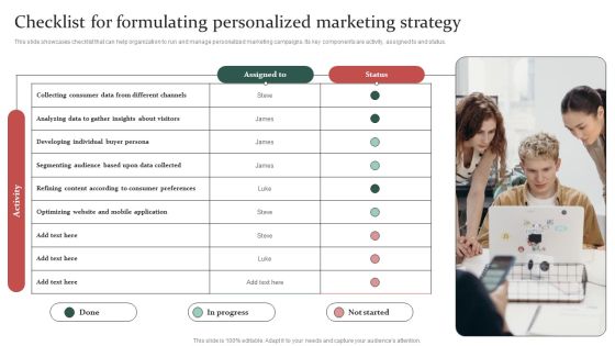 Gathering Customer Checklist For Formulating Personalized Marketing Strategy Icons PDF