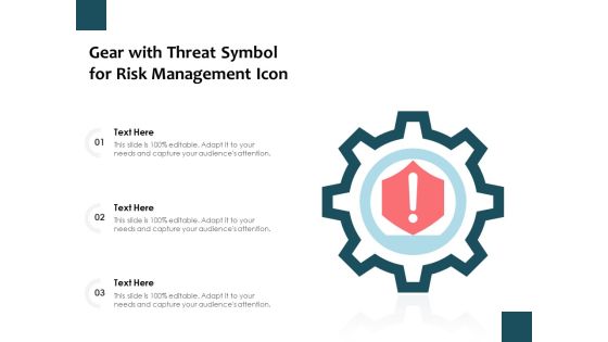 Gear With Threat Symbol For Risk Management Icon Ppt PowerPoint Presentation Gallery Layouts PDF