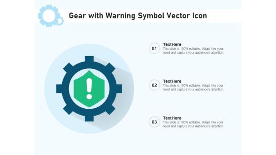 Gear With Warning Symbol Vector Icon Ppt PowerPoint Presentation Ideas Slides PDF
