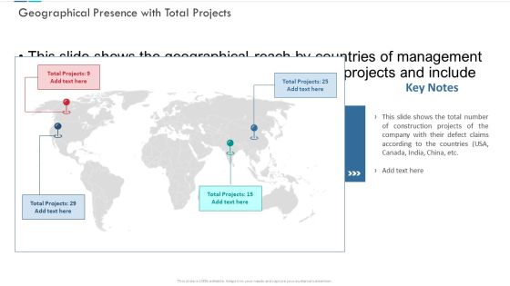 Geographical Presence With Total Projects Icons PDF