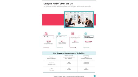 Glimpse About What We Do One Pager Documents Glimpse About What We Do One Pager Documents