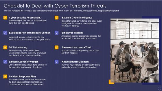 Global Cyber Terrorism Incidents On The Rise IT Checklist To Deal With Cyber Terrorism Threats Key Template PDF Global Cyber Terrorism Incidents On The Rise IT Checklist To Deal With Cyber Terrorism Threats Key Template PDF