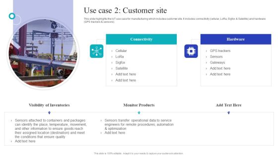 Global Internet Of Things In Manufacturing Use Case 2 Customer Site Ideas PDF Global Internet Of Things In Manufacturing Use Case 2 Customer Site Ideas PDF