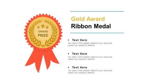 Gold Award Ribbon Medal Ppt PowerPoint Presentation Infographics Deck