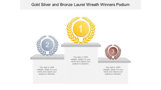 Gold Silver And Bronze Laurel Wreath Winners Podium Ppt PowerPoint Presentation Professional Guide