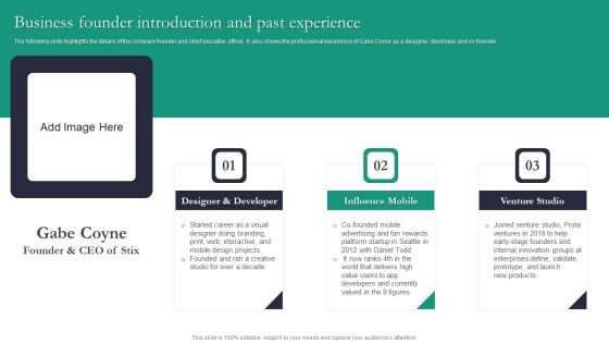 Golf Stix And Other Equipemnts Funding Business Founder Introduction And Past Experience Designs PDF Golf Stix And Other Equipemnts Funding Business Founder Introduction And Past Experience Designs PDF