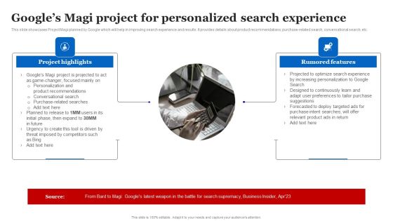 Googles Magi Project For Personalized Search Experience Demonstration PDF Googles Magi Project For Personalized Search Experience Demonstration PDF