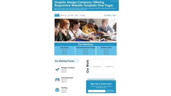 Graphic Design Company Offering Responsive Website Template One Pager PDF Document PPT Template Graphic Design Company Offering Responsive Website Template One Pager PDF Document PPT Template
