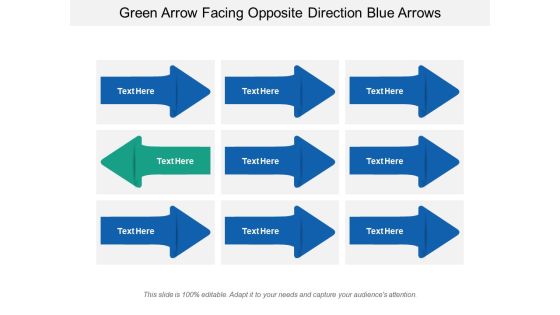 Green Arrow Facing Opposite Direction Blue Arrows Ppt Powerpoint Presentation Infographic Template Slide