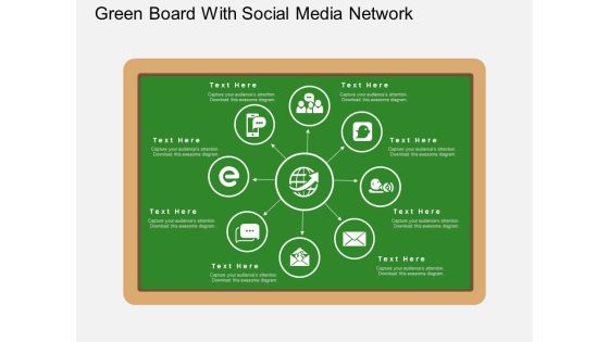 Green Board With Social Media Network PowerPoint Template